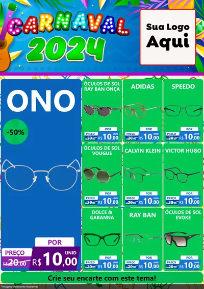 Modelo de Encarte para Encarte A4 Vertical com o tema Carnaval 2027 para Óticas