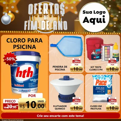Modelo de Rede Social para Feed Facebook com o tema Ofertas de Fim de Ano para Produtos para Piscina