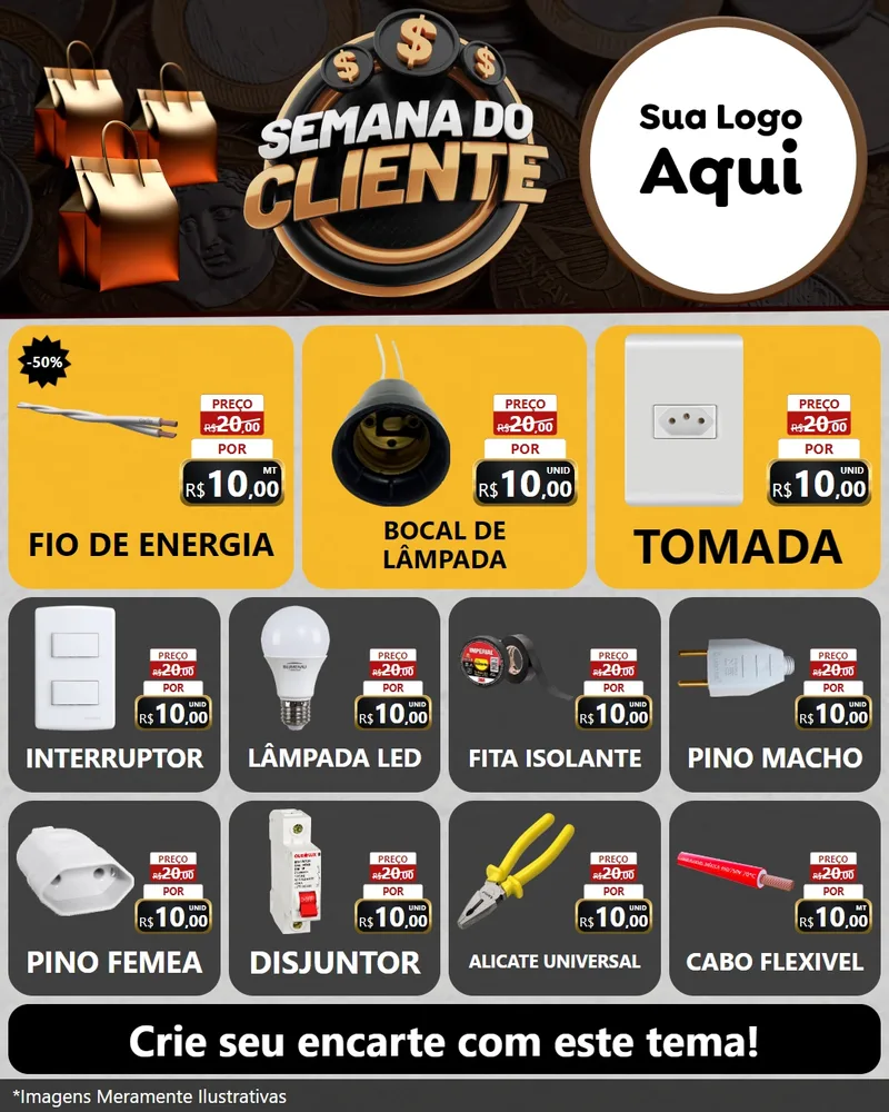 Modelo de Rede Social para Feed Instagram com o tema Semana do Cliente para Materiais Elétricos