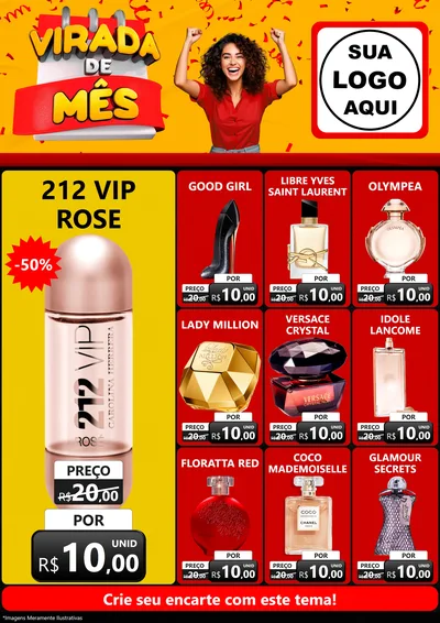 Modelo de Encarte para Encarte A4 Vertical com o tema Virada de Mês para Perfumes