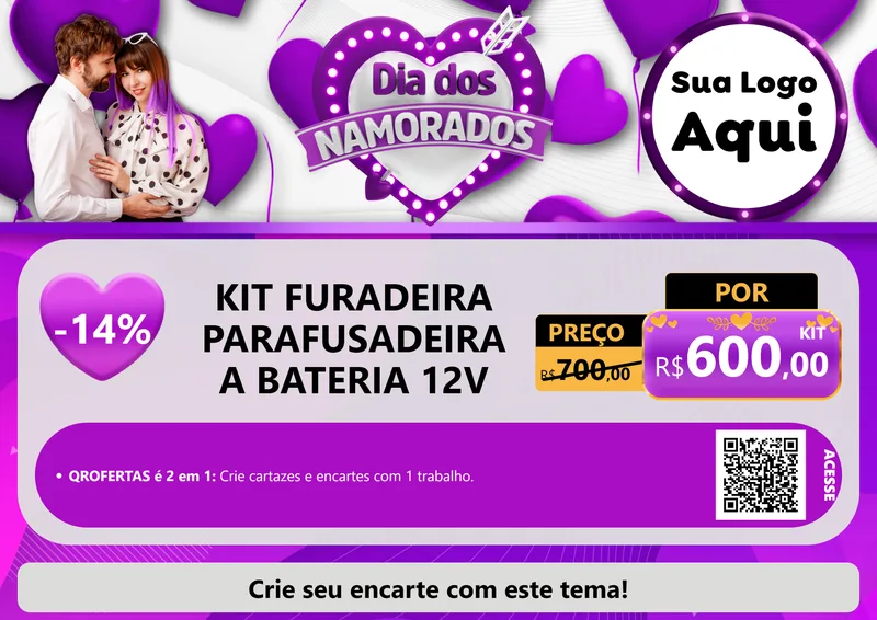 Modelo de Cartaz para Cartaz A4 Horizontal com o tema Dia dos Namorados para Maquinas e Ferramentas