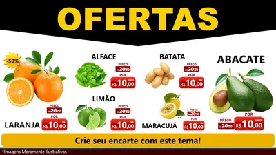 Modelo de TV para TV Horizontal com o tema Ofertas Preto e Vermelho Cartaz para Hortifrúti