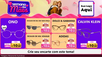 Modelo de TV para TV Horizontal com o tema Semana das Mães para Óticas