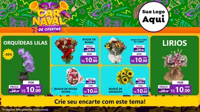 Modelo de TV para TV Horizontal com o tema Carnaval de Ofertas para Floricultura e jardim