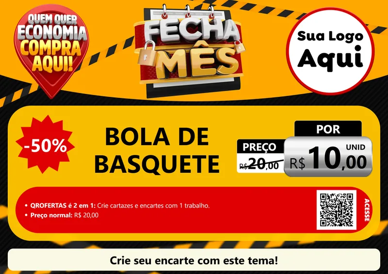 Modelo de Cartaz para Cartaz A4 Horizontal com o tema Fecha Mês para Artigos Esportivos