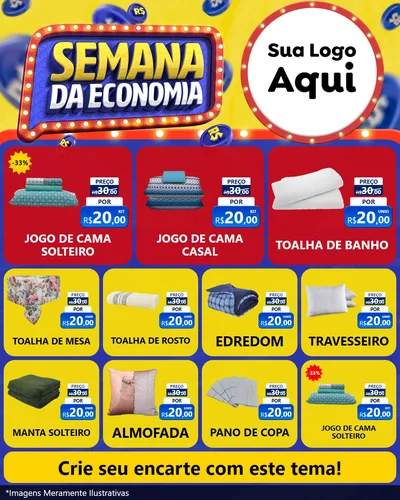 Modelo de Rede Social para Feed Instagram com o tema Semana da Economia para Cama, Mesa e Banho