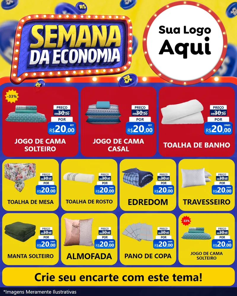 Modelo de Rede Social para Feed Instagram com o tema Semana da Economia para Cama, Mesa e Banho