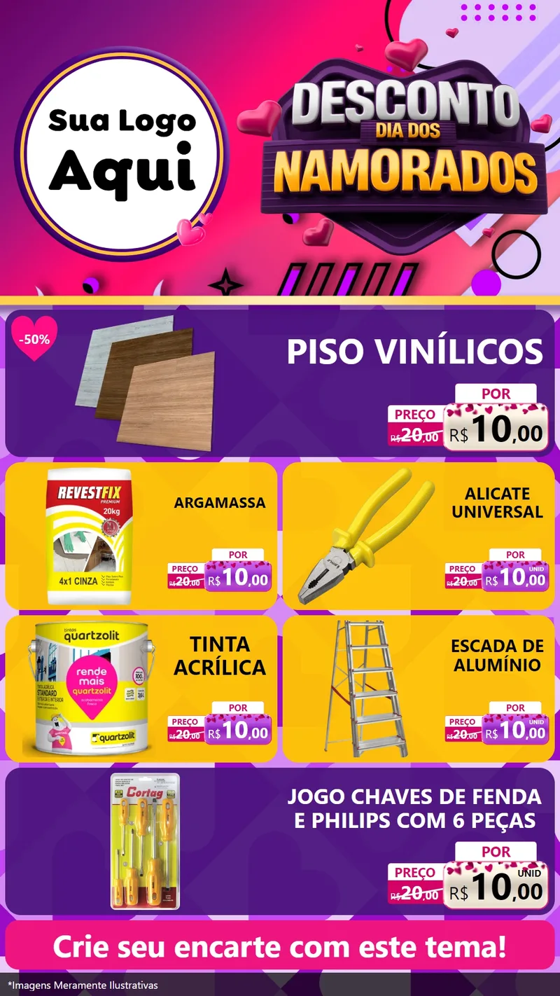 Modelo de TV para TV Vertical com o tema Desconto Dia dos Namorados para Material para Construção