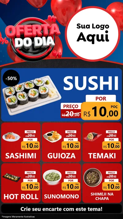Modelo de Rede Social para Stories com o tema Oferta do Dia para Comida japonesa