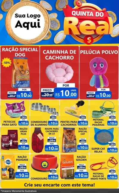 Modelo de Encarte para Encarte Grande com o tema Quinta do Real para Pet Shop