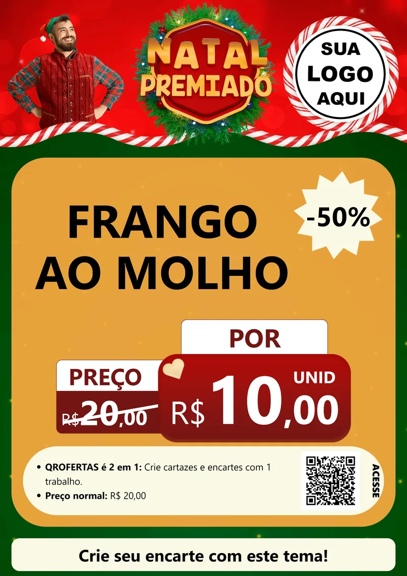 Modelo de Cartaz para Cartaz A4 Vertical com o tema Natal Premiado para Restaurante