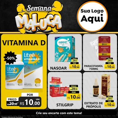 Modelo de Rede Social para Feed Facebook com o tema Semana Maluca para Farmácia