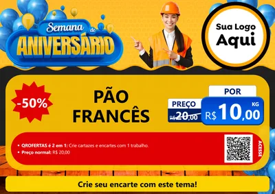 Modelo de Cartaz para Cartaz A4 Horizontal com o tema Semana de Aniversário para Padaria