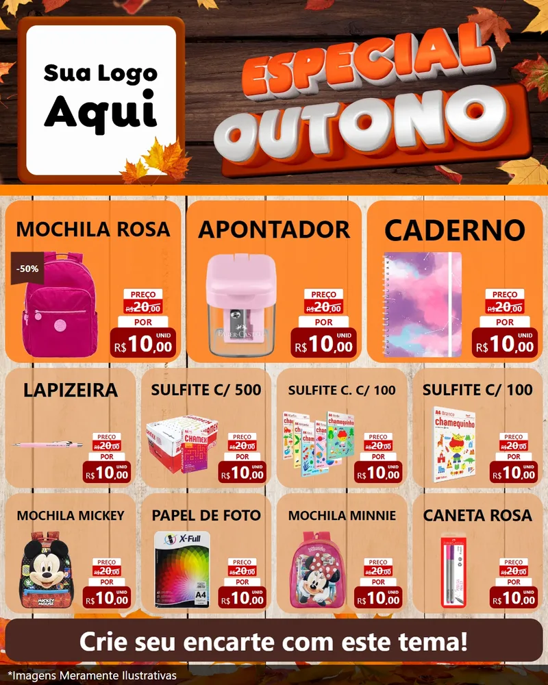 Modelo de Rede Social para Feed Instagram com o tema Especial Outono para Papelaria