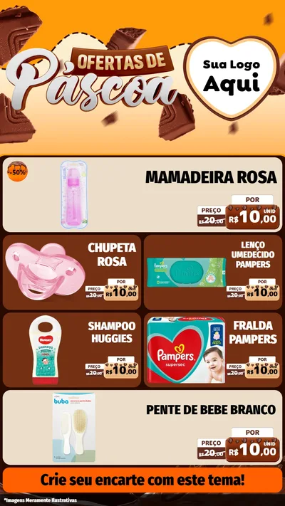 Modelo de TV para TV Vertical com o tema Ofertas de Páscoa para Bebês