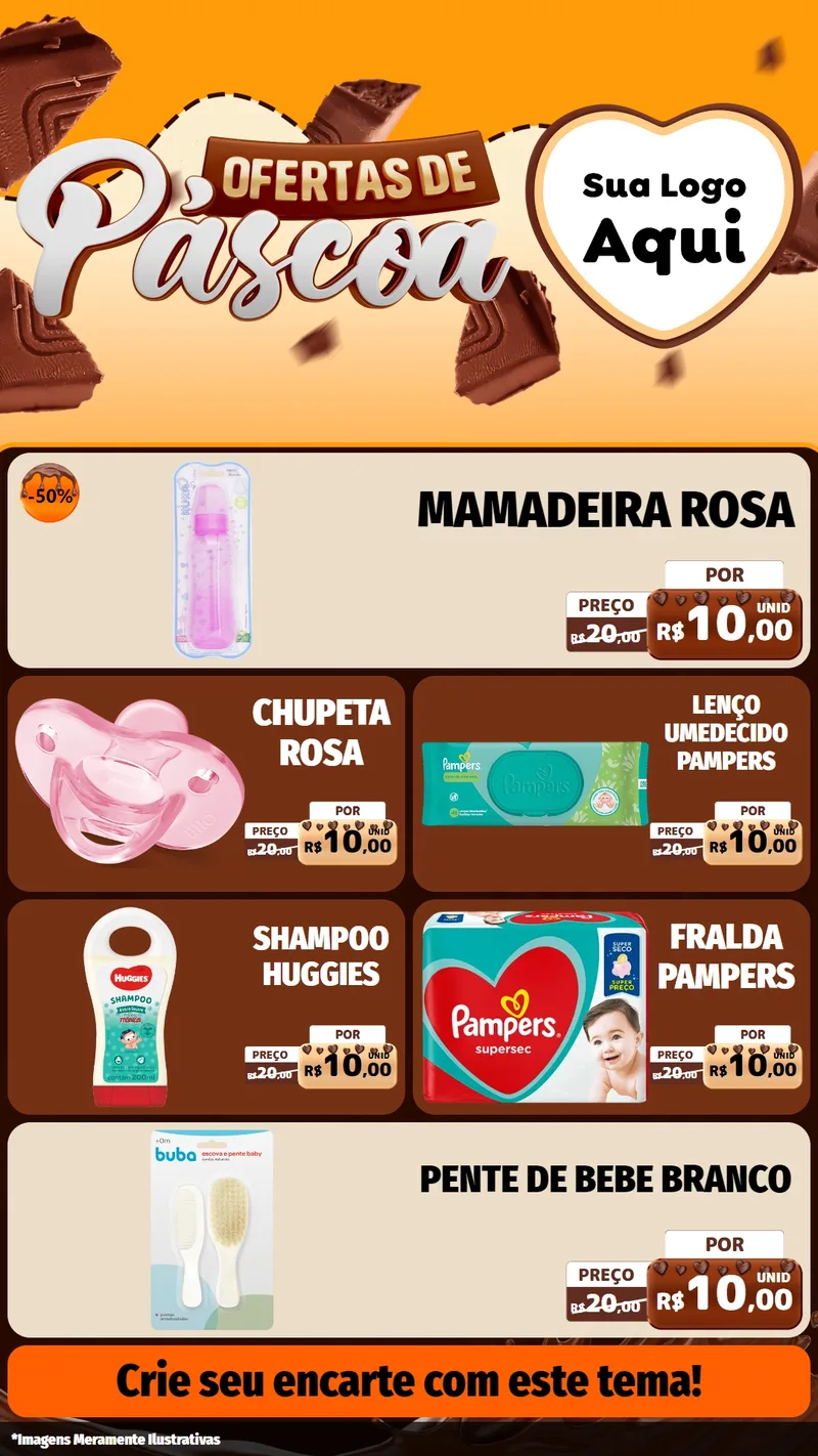 Modelo de TV para TV Vertical com o tema Ofertas de Páscoa para Bebês