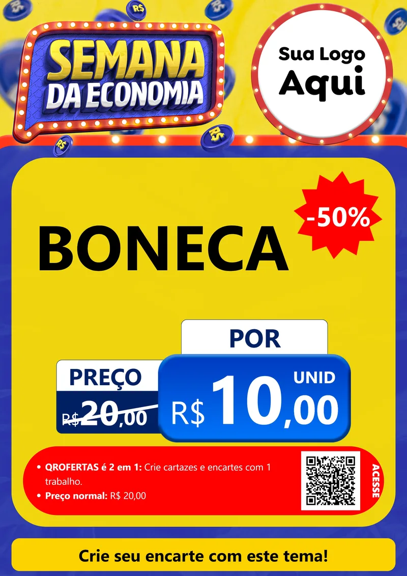 Modelo de Cartaz para Cartaz A4 Vertical com o tema Semana da Economia para Brinquedos