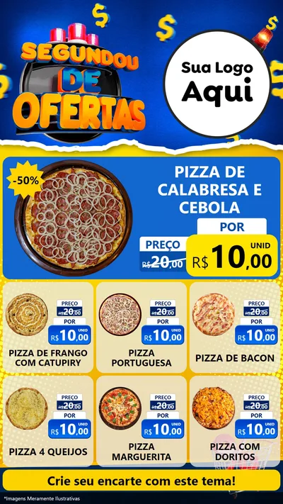 Modelo de Rede Social para Stories com o tema Segundou de Ofertas para Pizzaria
