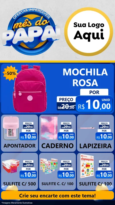Modelo de Rede Social para Stories com o tema Ofertas Imperdíveis Mês Do Papai para Papelaria