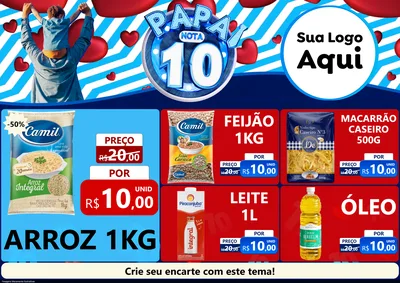Modelo de Encarte para Encarte A4 Horizontal com o tema Papai Nota 10 para Supermercado