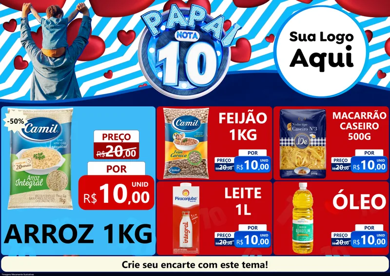 Modelo de Encarte para Encarte A4 Horizontal com o tema Papai Nota 10 para Supermercado