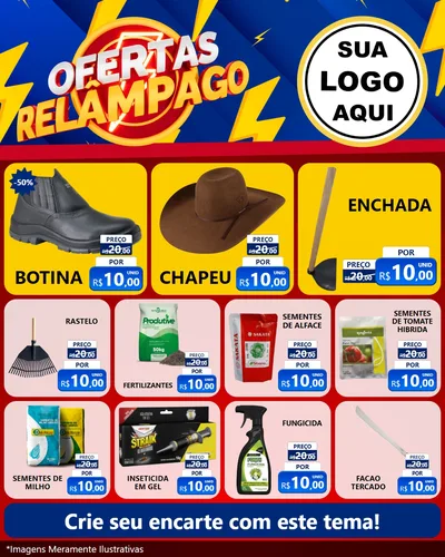 Modelo de Rede Social para Feed Instagram com o tema Ofertas Relâmpago para Agropecuária