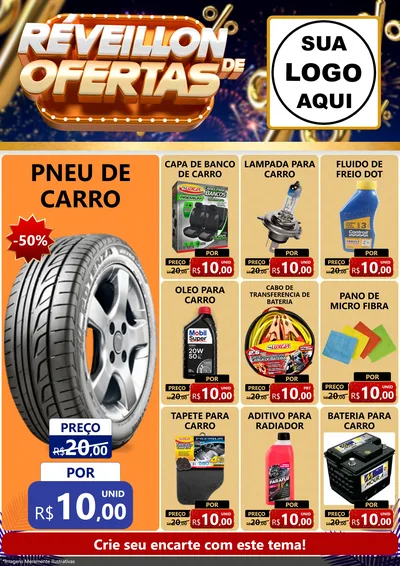 Modelo de Encarte para Encarte A4 Vertical com o tema Réveillon de Ofertas para Auto peças