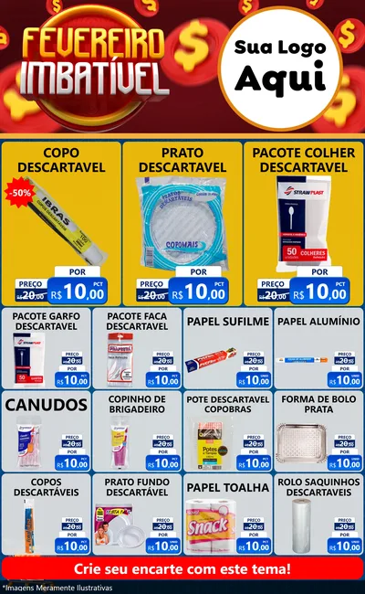 Modelo de Encarte para Encarte Grande com o tema Fevereiro Imbatível para Embalagens