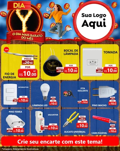 Modelo de Rede Social para Feed Instagram com o tema Dia Y - O Dia Mais Barato Do Mês para Materiais Elétricos