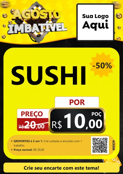 Modelo de Cartaz para Cartaz A4 Vertical com o tema Agosto Imbatível para Comida japonesa