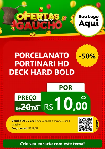 Modelo de Cartaz para Cartaz A4 Vertical com o tema Ofertas Semana Do Gaúcho para Pisos e revestimentos