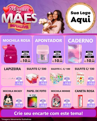 Modelo de Rede Social para Feed Instagram com o tema Mês das Mães Imperdível para Papelaria