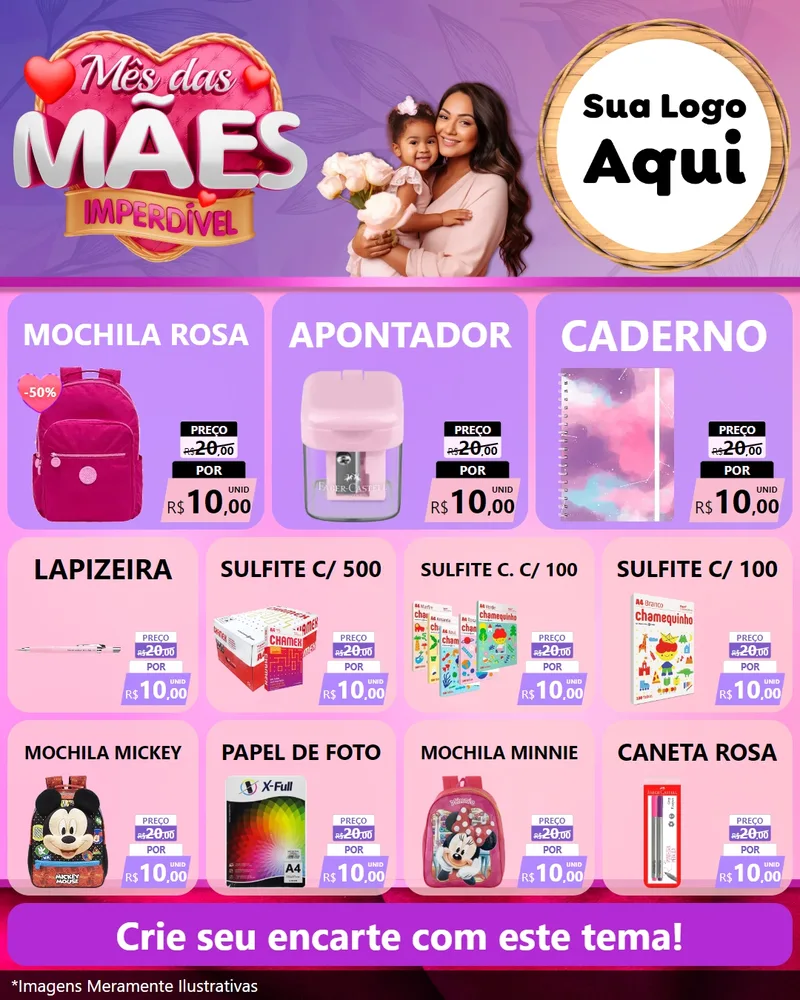 Modelo de Rede Social para Feed Instagram com o tema Mês das Mães Imperdível para Papelaria