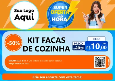 Modelo de Cartaz para Cartaz A4 Horizontal com o tema Super Oferta da Hora para Utilidades Domésticas