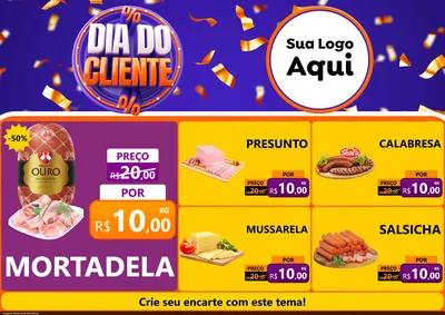 Modelo de Encarte para Encarte A4 Horizontal com o tema Dia do Cliente para Frios e Laticínios