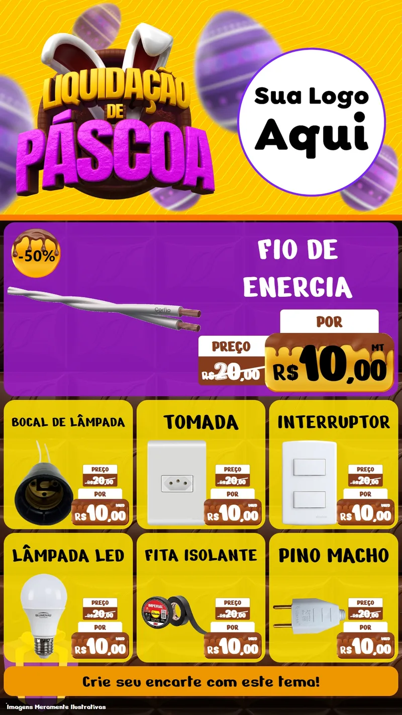 Modelo de Rede Social para Stories com o tema Liquidação de Páscoa para Materiais Elétricos
