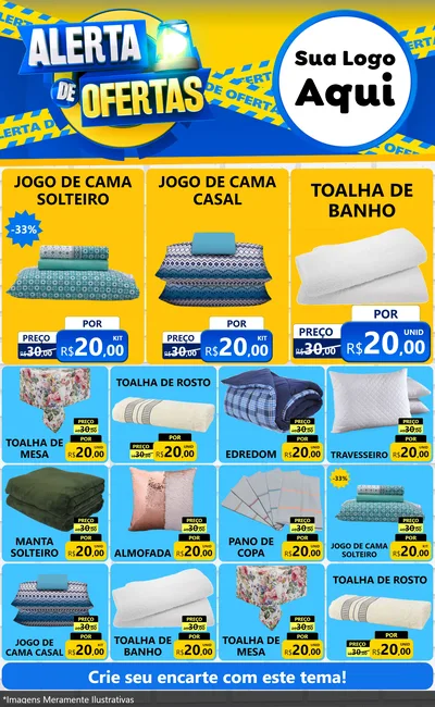 Modelo de Encarte para Encarte Grande com o tema Alerta de Ofertas para Cama, Mesa e Banho