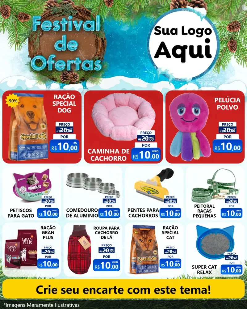 Modelo de Rede Social para Feed Instagram com o tema Festival de Ofertas - Inverno para Pet Shop