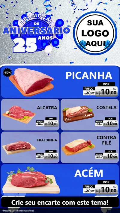 Modelo de TV para TV Vertical com o tema Promoção de Aniversário - 25 Anos para Açougue