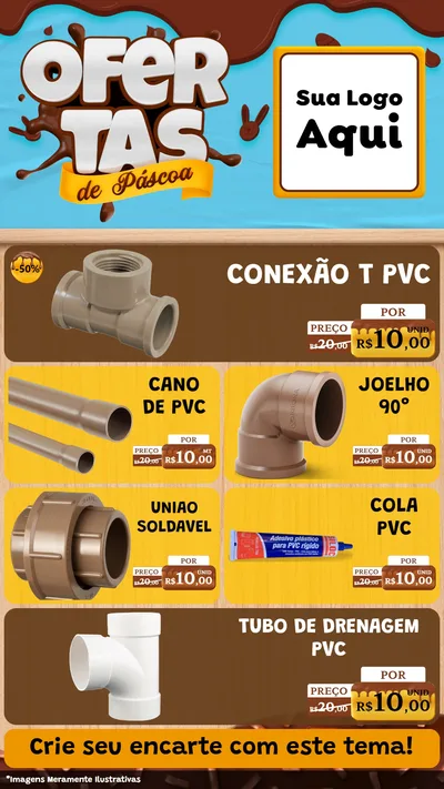 Modelo de TV para TV Vertical com o tema Ofertas de Páscoa para Tubos e conexões