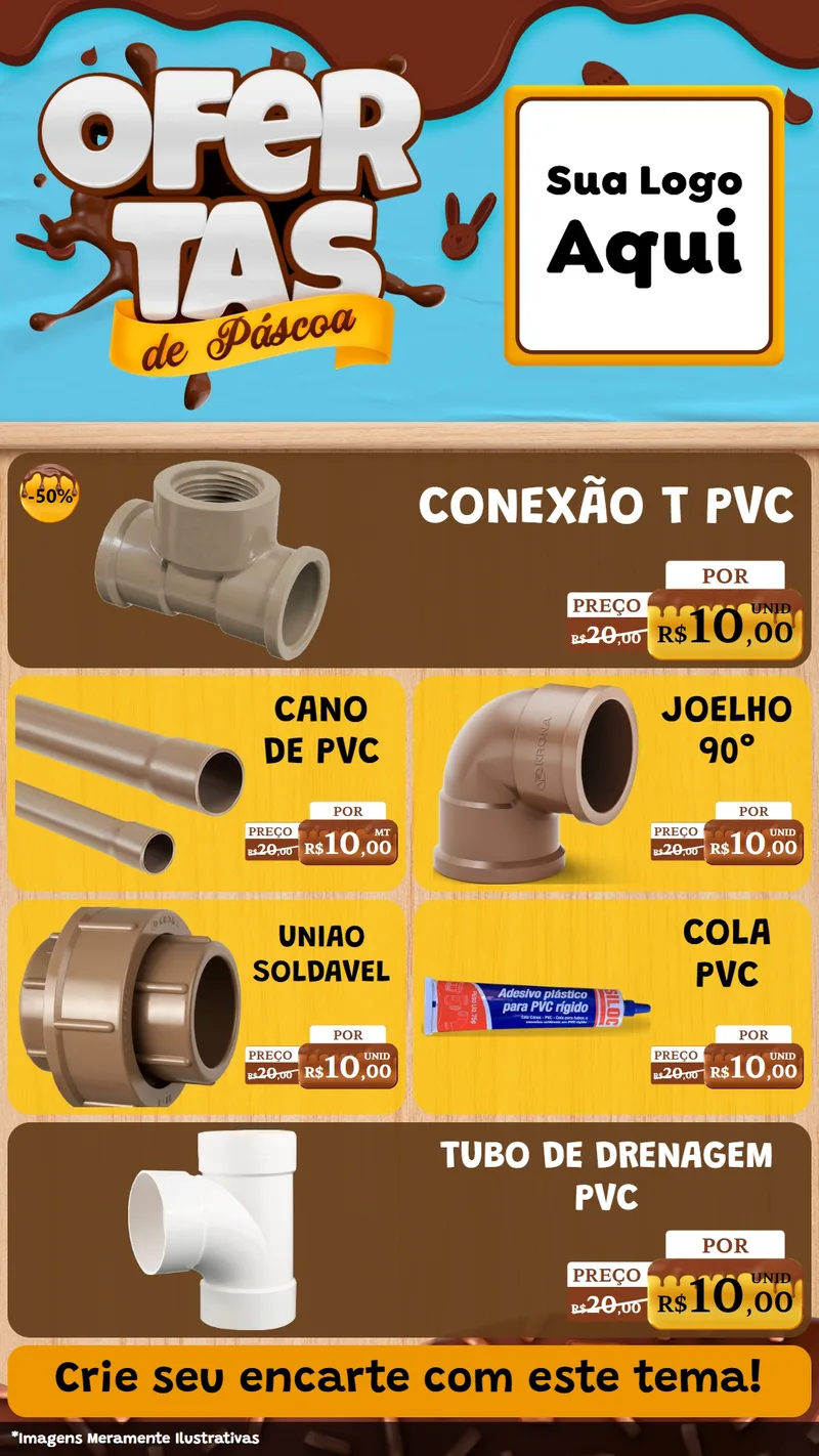 Modelo de TV para TV Vertical com o tema Ofertas de Páscoa para Tubos e conexões