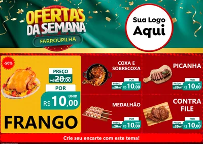 Modelo de Encarte para Encarte A4 Horizontal com o tema Ofertas da Semana Farroupilha para Assados