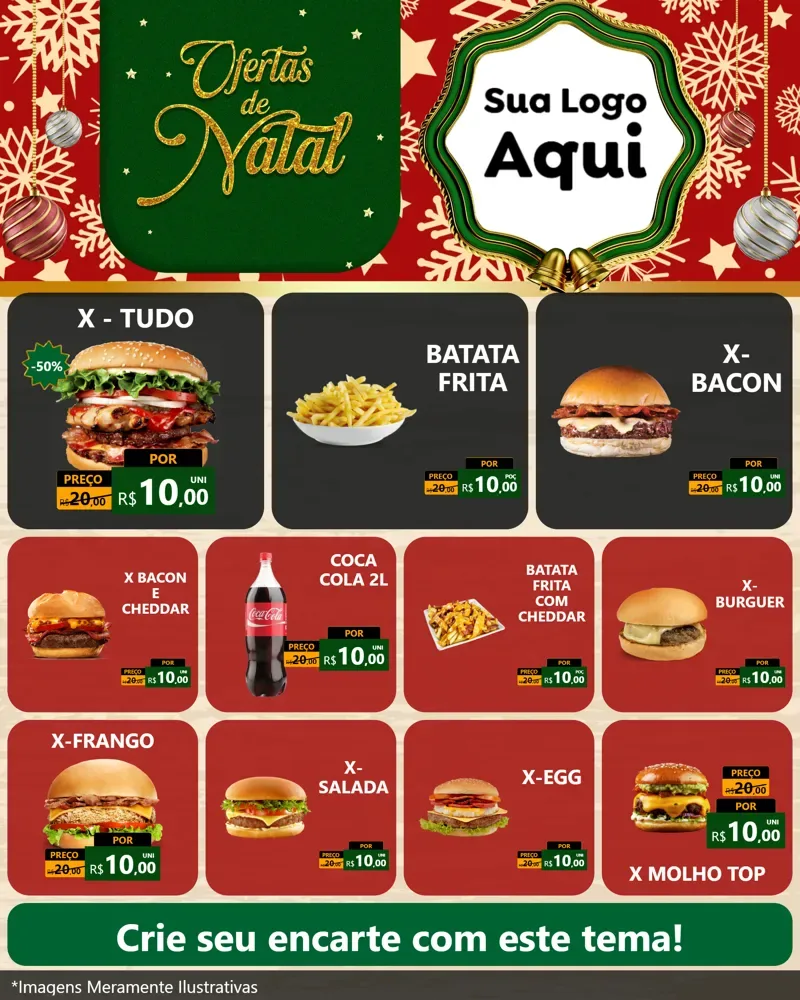 Modelo de Rede Social para Feed Instagram com o tema Natal de Ofertas para Hamburgueria