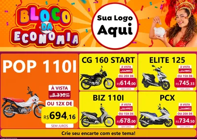 Modelo de Encarte para Encarte A4 Horizontal com o tema Bloco da Economia para Concessionaria de Motos