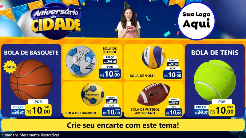 Modelo de TV para TV Horizontal com o tema Aniversário da Cidade para Artigos Esportivos