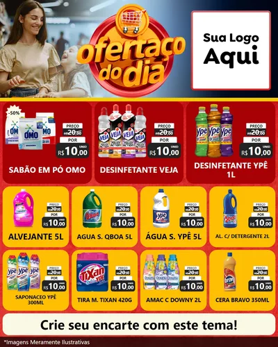 Modelo de Rede Social para Feed Instagram com o tema Ofertaço Do Dia para Produtos de Limpeza