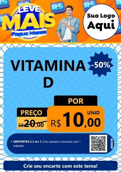 Modelo de Cartaz para Cartaz A4 Vertical com o tema Leve Mais, Pague Menos para Farmácia