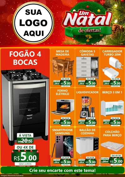 Modelo de Encarte para Encarte A4 Vertical com o tema Um Natal de Ofertas para Móveis e Eletro