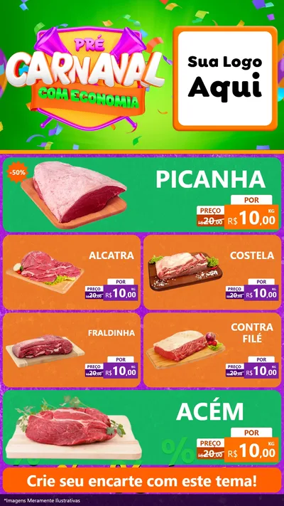 Modelo de TV para TV Vertical com o tema Pré-Carnaval Com Economia para Açougue