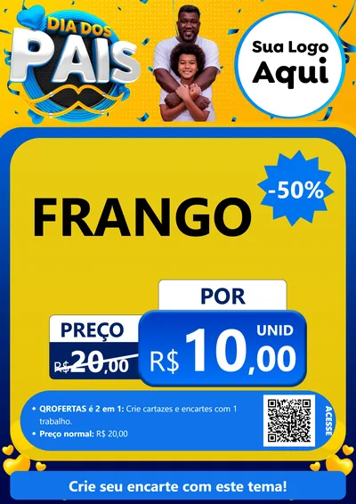 Modelo de Cartaz para Cartaz A4 Vertical com o tema Dia dos Pais para Assados